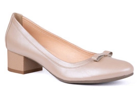 Czółenka na klocku perłowe z kokardką Łukbut 22170-3-J-635