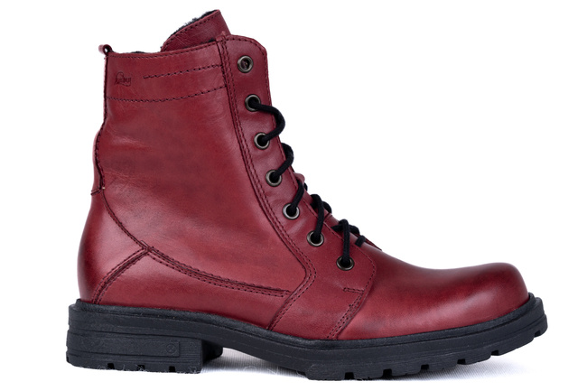 Ciepłe trapery w bordowym kolorze Łukbut 06140-2-Z-209 