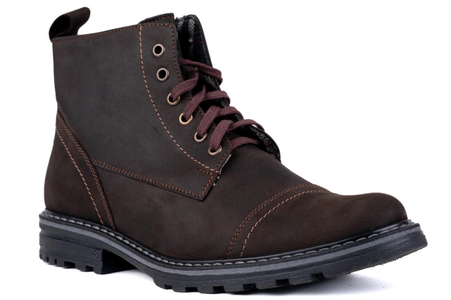 Brązowe trzewiki męskie w stylu traperka Łukbut 22240-4-Z-109