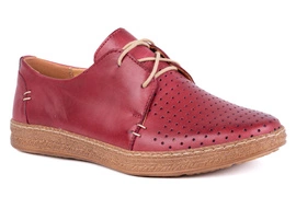 Damskie półbuty komfortowe bordowe z perforacją Łukbut 15340-3-J-209