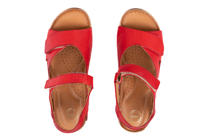 Sandały damskie na szersze stopy czerwone komfortowe Łukbut 1642