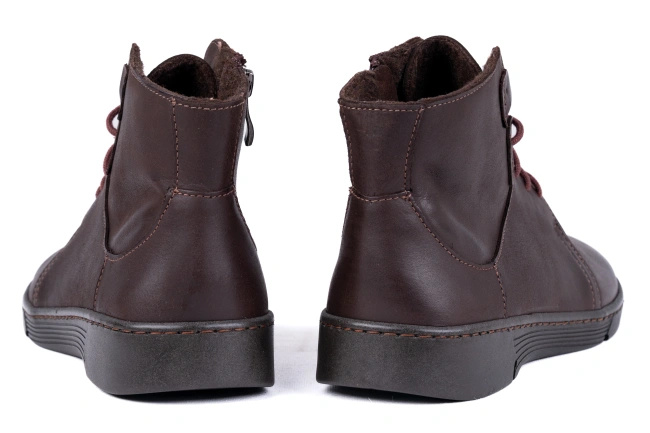 Lekkie skórzane trzewiki damskie,brązowe Łukbut 18160-3-Z-287