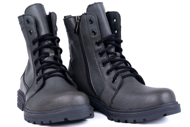 Ciepłe trapery w szarym kolorze Łukbut 6140-3-Z-035