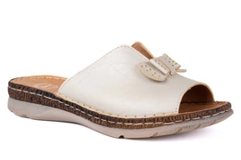 Płaskie klapki damskie złote z ozdobną kokardką Łukbut 20810-3-L-052