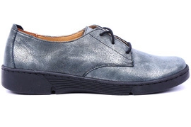 Komfortowe półbuty damskie w kolorze grafitowym z połyskiem Łukbut 18140