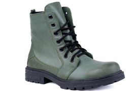 Ciepłe trapery w oliwkowym kolorze Łukbut 6140-3-Z-244