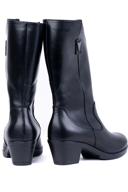 Kozaki damskie czarne z ozdobą Łukbut 677