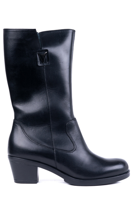 Kozaki damskie czarne z ozdobą Łukbut 677