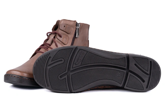 Lekkie skórzane trzewiki damskie,brązowe Łukbut 18160-3-Z-202