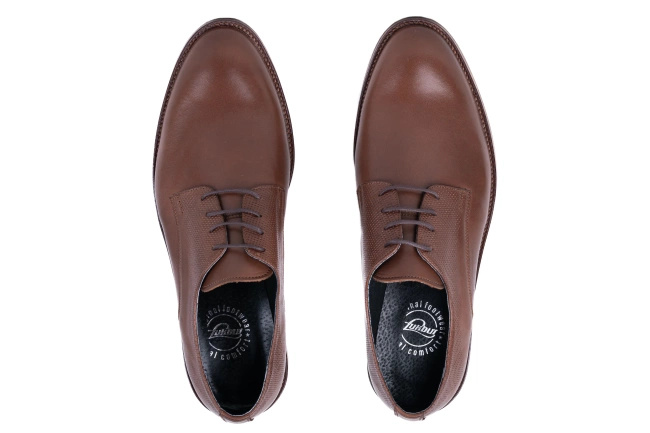 Klasyczne brązowe wizytowe półbuty męskie Łukbut 24930-4-J-330