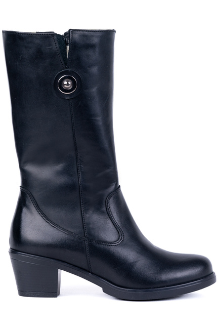 Kozaki damskie  do połowy łydki czarne  Łukbut 06770-3-Z-100 