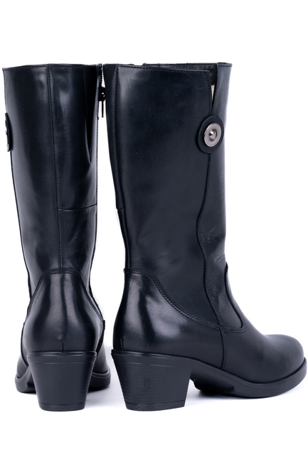 Kozaki damskie  do połowy łydki czarne  Łukbut 06770-3-Z-100 