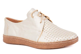 Damskie półbuty komfortowe z perforacją złote Łukbut 15340-3-J-052