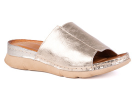 Płaskie klapki damskie złote Łukbut 21070-3-L-668