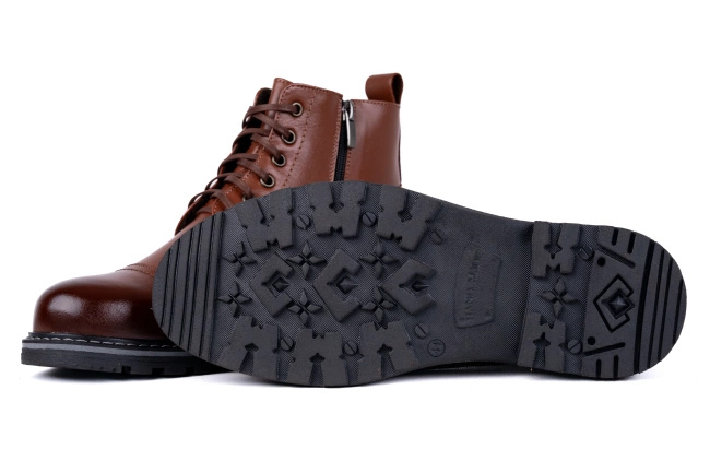 Brązowe trzewiki męskie w stylu traperka Łukbut 22240-4-Z-003