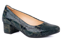 Skórzane czółenka damskie na słupku Łukbut 23310-3-J-ZIELONY 