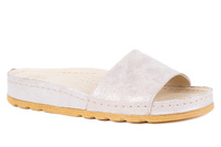 Klapki damskie beżowe ze złotym połyskiem Łukbut 15450-3-L-704 