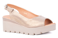 Złote sandały damskie odkrytą piętą i palcami Łukbut 26870-3-L-599