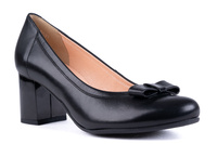 Czółenka na klocku czarne z kokardką Łukbut 21420-3-J-100