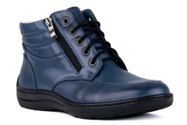 Trzewiki damskie , ocieplone naturalną owczą wełną,jasny granat Łukbut 7240-3-Z-436