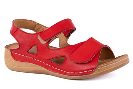 Sandały damskie na szersze stopy czerwone komfortowe Łukbut 1642