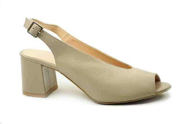 Klasyczne sandały damskie na słupku w kolorze beżowym Edeo 3332/550  
